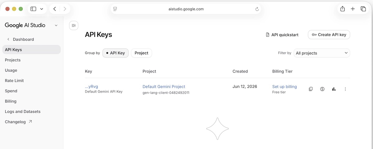 Creating Gemini API Key