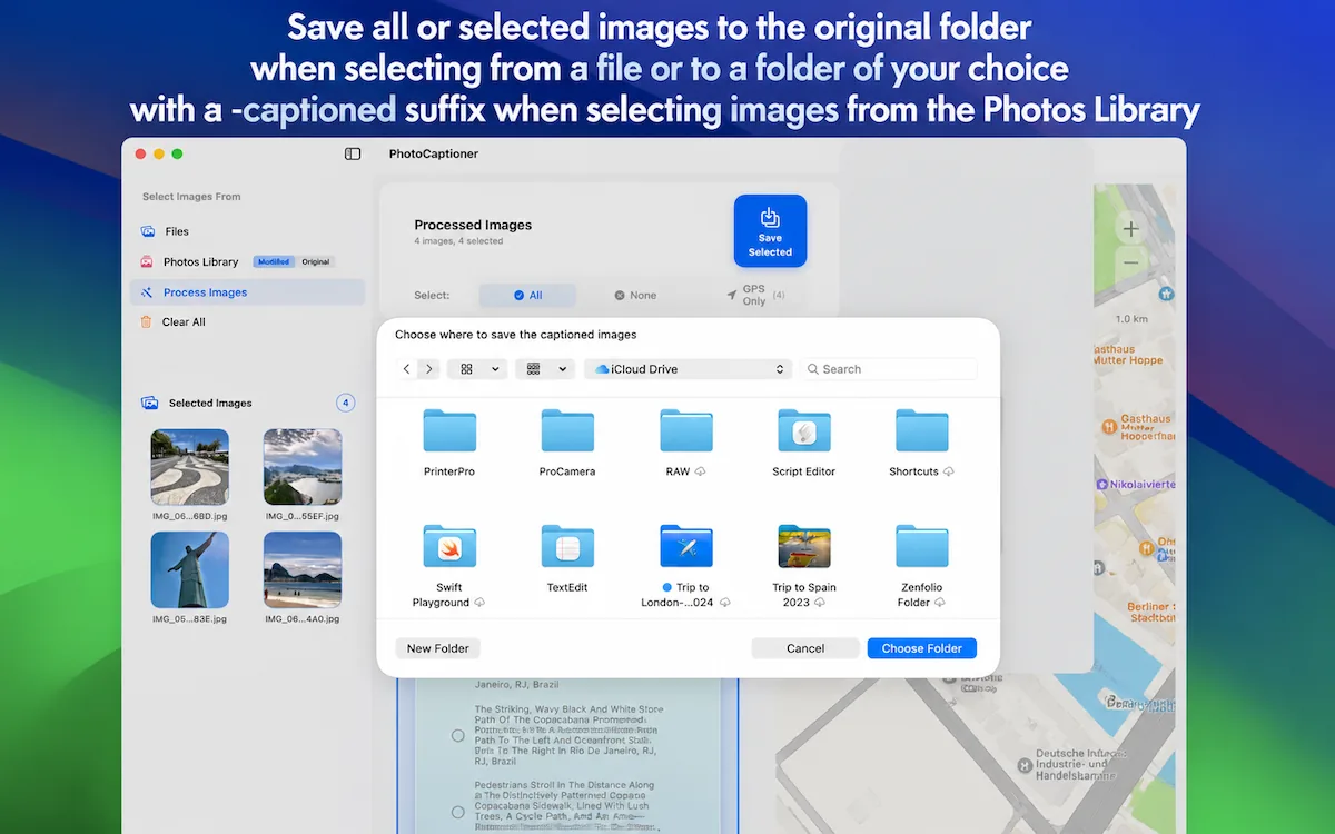 Saving captioned photos to a folder
