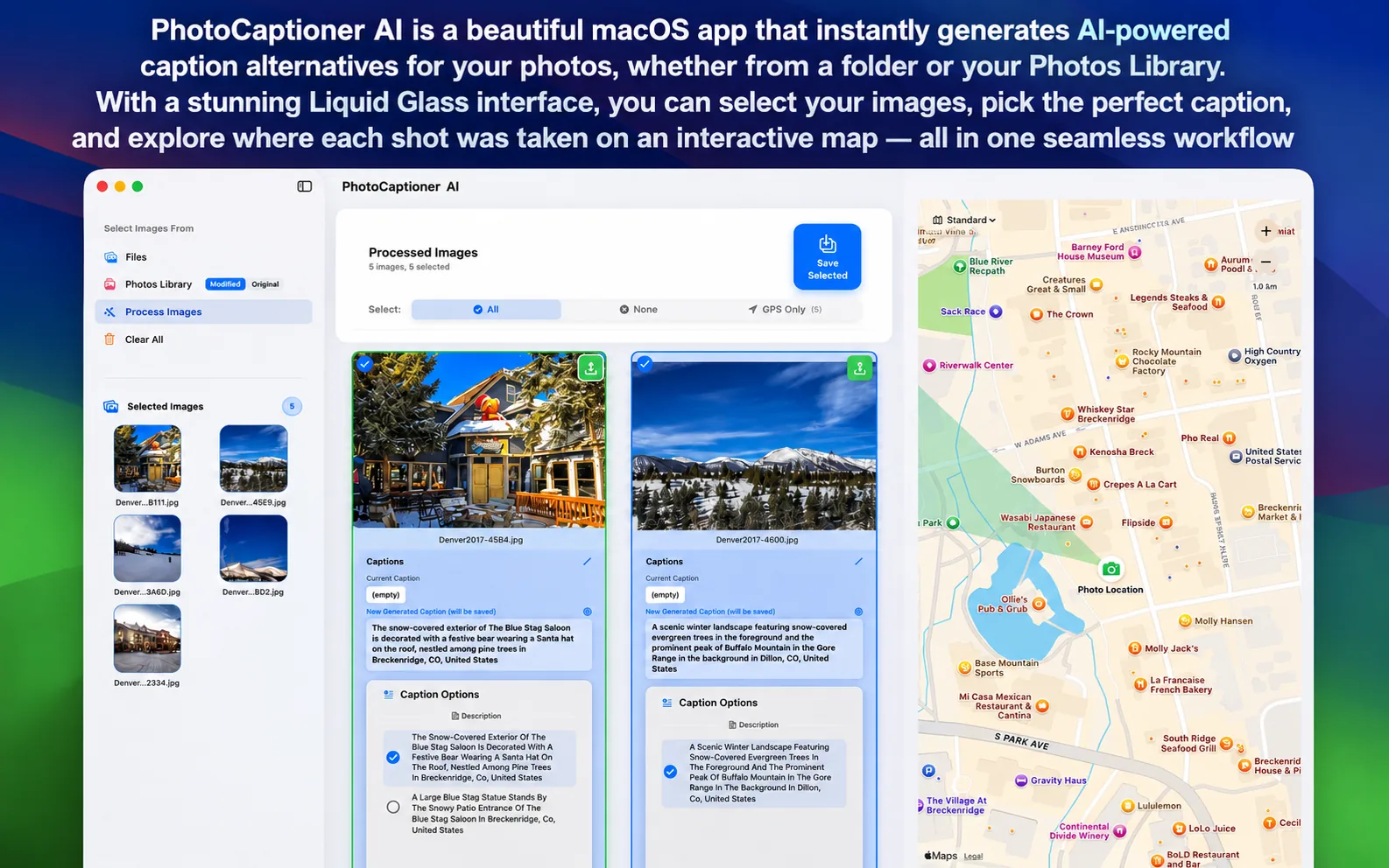 PhotoCaptioner AI main view
